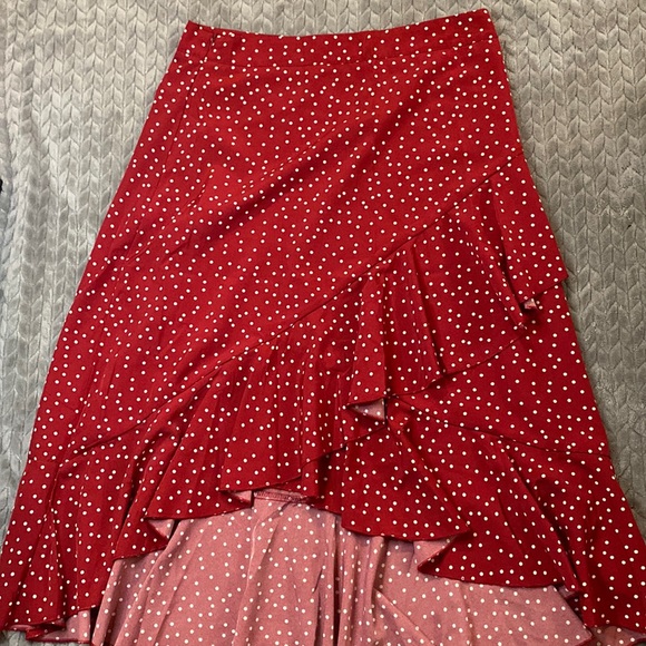 SHEIN Dresses & Skirts - Red Polka Dot High Waisted Mid Length Skirt